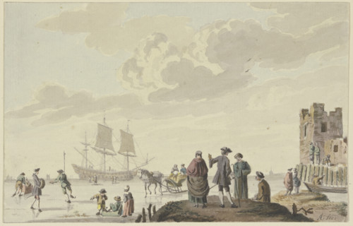 Marine with skaters, 18th century. Creator: Unknown.