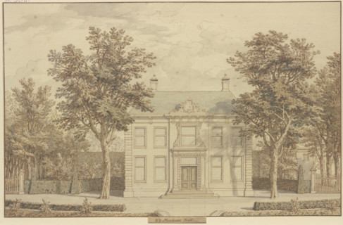 Garden with a yew hedge and a house between two Trees, 17th century. Creator: Isaac de Moucheron.