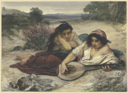 Two young Italian women lounging in the countryside, 19th century. Creator: Friedrick Karl Hausmann.