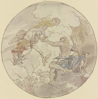 Mercury presents the apple to Paris, 16th century. Creator: German, 16th century;.