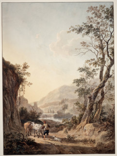 Italian-style landscape with a shepherd, c1790-1795. Creator: Jacob van Strij.