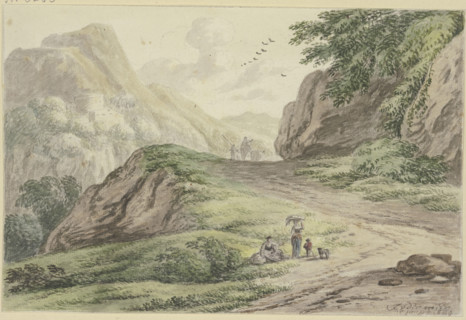 Mountain path with staffage, (1689?). Creator: Unknown.