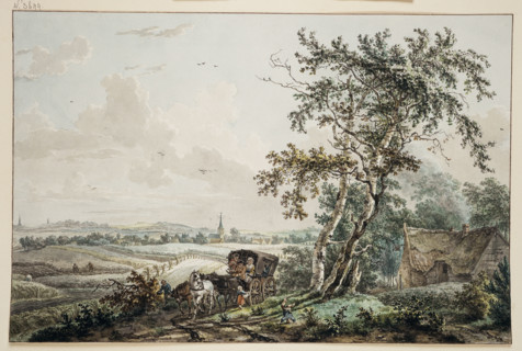 Landscape with Coach, near Hilversum, (1779?). Creators: Egbert van Drielst, Jacob Cats.