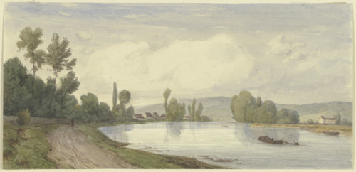 Banks of the Seine near Fontainebleau, 19th century. Creator: Karl Peter Burnitz.
