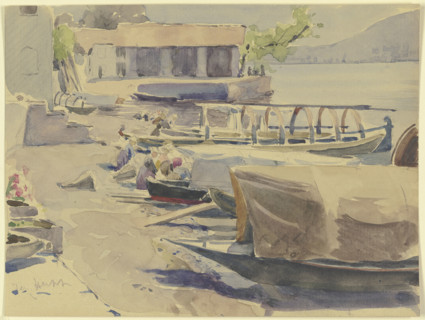 Port at Lake Garda, 19th century. Creator: Jacob Happ.