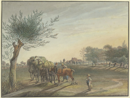 Rebstock farm in the middle of the wide meadowland on Mainzer Landstraße near Frankfurt am Main,1804 Creator: Johann Friedrich Morgenstern.