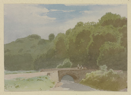 Stone bridge over a river at the edge of the forest, c1864. Creator: Carl Theodor Reiffenstein.
