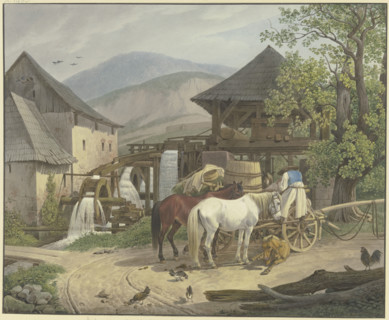 Sawmill and gristmill in the Stickelberg Valley near Wiener Neustadt on the Hungarian border, 1816. Creator: Johann Adam Klein.