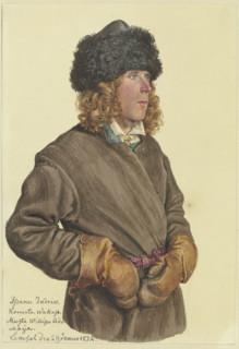 Hip portrait of a young Russian peasant, 1832. Creator: Gerhard Wilhelm von Reutern.