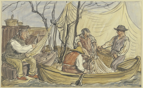 Outgoing fishermen, 1898. Creator: Fritz Boehle.