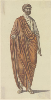 Roman consul: Standing man in Roman dress (from Goethe's Roman Carnival), late 18th century.  Creator: Johann Georg Schütz.