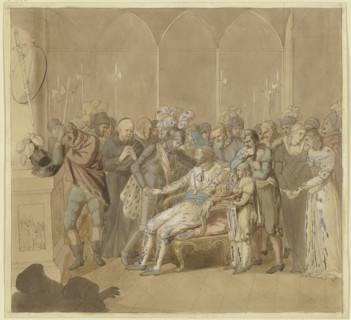 King Günther reconciles with his rival king Charles IV on his deathbed in 1349, (c1808). Creator: Joseph Nicolaus Peroux.