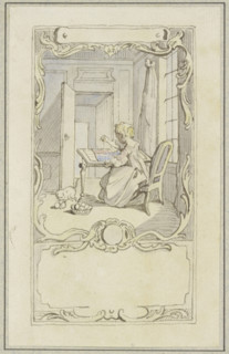 Small girl sitting at a table, 18th century. Creator: Hubert Francois Gravelot.