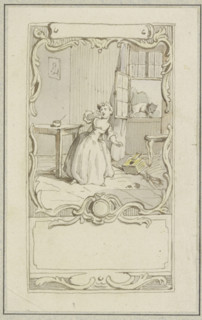 Small girl standing at a table, 18th century. Creator: Hubert Francois Gravelot.