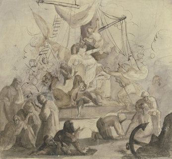 Crew of a frigate, in a battle (?), 1846. Creator: Victor Muller.