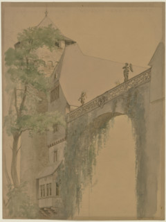 Detailed View of the Courtyard of Fürstenau Castle in the Odenwald Forest, mid-19th century. Creator: Josef Ferdinand Becker.