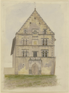 The town hall in Karlstadt am Main, mid-19th century. Creator: Josef Ferdinand Becker.
