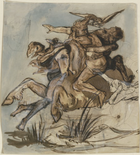 Bearded man on a horse at a full gallop..., mid-19th century. Creator: Victor Muller.