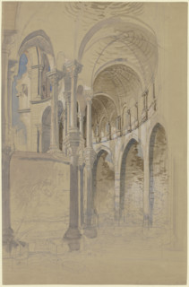 Heisterbach Abbey in the Siebengebirge hills, ruins of the chancel, 19th century. Creator: Carl Morgenstern.