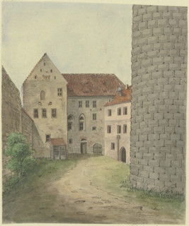Courtyard of Colmberg Castle, 19th century. Creator: Karl Ballenberger.