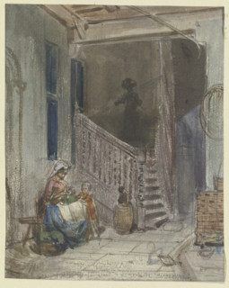 Yard with staircase, 19th century. Creator: Philipp Rumpf.