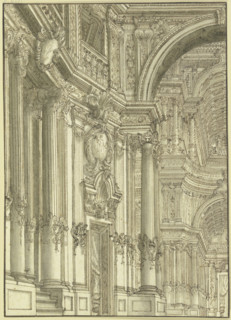 Portico, a portal to the left, 18th century. Creator: Unknown.