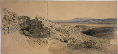 Lion gate in Mycenae, 1834. Creator: Carl Rottmann.