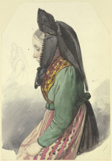 Peasant girl to the left, 19th century. Creator: Jakob Becker.
