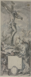 Typology of the Raising of the Brazen Serpent and the Crucifixion of Christ, 16th century. Creator: Abraham Bloemaert ?.