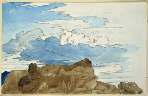 Cloud study over a rocky hilltop in the mountains, c1816-1817. Creator: Carl Philipp Fohr.