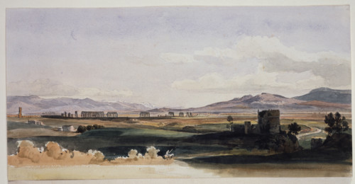 Roman Campagna and the Alban Hills, 19th century. Creator: Ernst Fries.