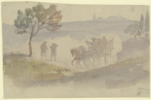 Landscape with two walkers and a handcart, c1811-1812. Creator: Carl Philipp Fohr.