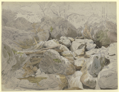Waterfall between boulders, 1834. Creator: Carl Morgenstern.