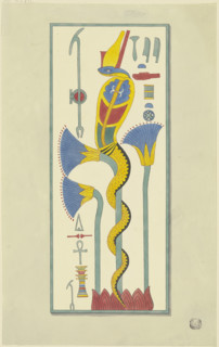 Cartouche with a snake, hieroglyphs, and vegetal decoration, 1829-1830. Creator: Friedrich Maximilian Hessemer.