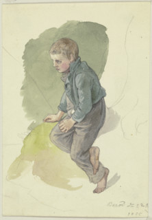 Seated farm boy from Berod, 1835. Creator: Jakob Becker.
