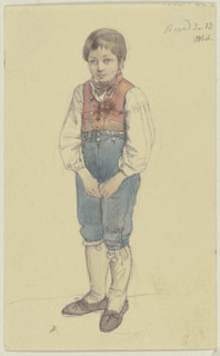 Standing farm boy from Berod, c1835. Creator: Jakob Becker.
