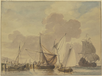 Navy with five ships in the foreground, 18th century. Creator: Jan Verbruggen.