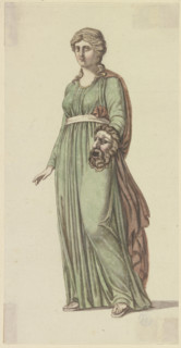 The Tragic Muse: Standing Woman, a Mask in Her Left Hand (from Goethe's Roman Carnival). Creator: Johann Georg Schütz.