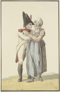 A soldier embraces a woman, 1809. Creator: Jan Antony Langendijk.