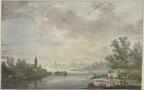 River landscape, c1800-1806. Creator: Georg Melchior Kraus.