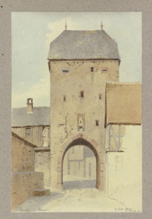 The main gate in Bergen, 1857. Creator: Carl Theodor Reiffenstein.