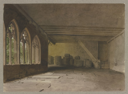 Cloister of the Collegiate Church of St. Peter and Paul in Bad Wimpfen, where wooden..., 1850. Creator: Carl Theodor Reiffenstein.