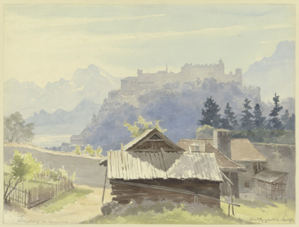 Hohensalzburg seen from Kapuzinerberg, 1876. Creator: Ernst Morgenstern.