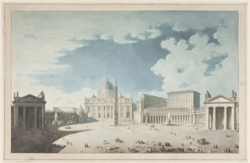 St. Peter's Basilica and St. Peter's Square in Rome, c1765-1800. Creator: Francesco Pannini.