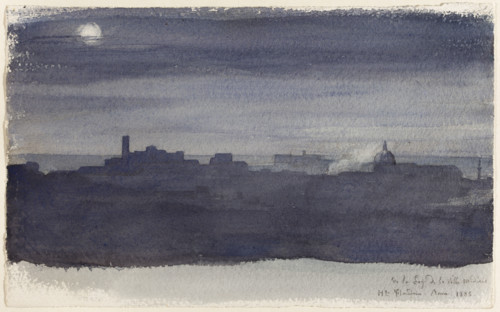 View of Rome at Night, 1836. Creator: Hippolyte-Jean Flandrin.