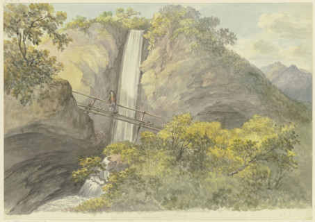 Waterfall between two rocks, c1775-1779. Creator: Georg Melchior Kraus.