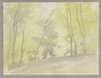 Forest clearing, a female figure in the center, c1856. Creator: Carl Theodor Reiffenstein.