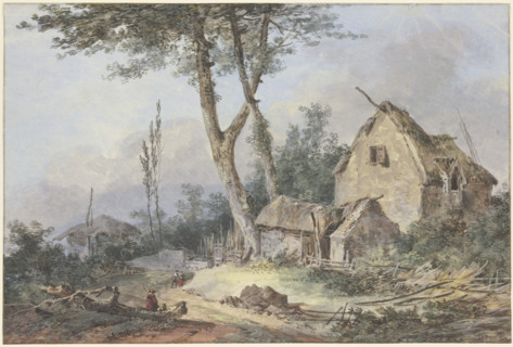 Landscape with a dilapidated farmstead, 1790. Creator: Louis Gabriel Moreau.