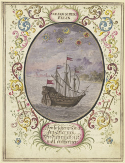 A ship in an oval, c1740-1788. Creator: Johann Esaias Nilson.