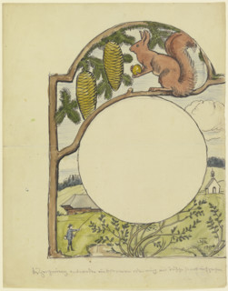 Black Forest clock face with squirrel, 1900. Creator: Hans Thoma.